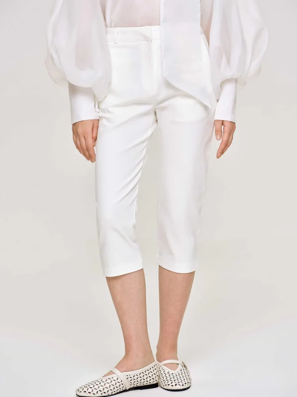 Source Unknown Clothing-Slim Capri Pants, White