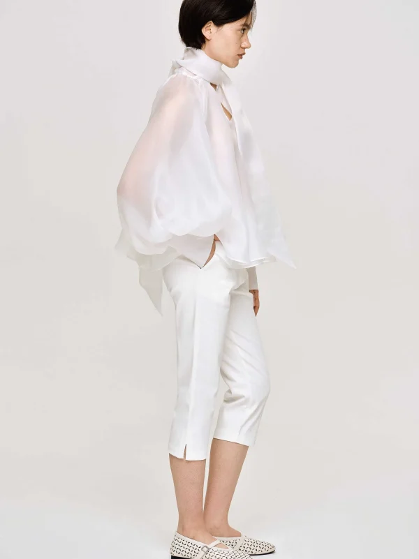 Source Unknown Clothing-Slim Capri Pants, White