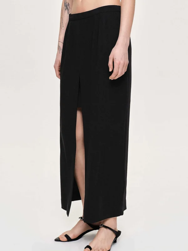 Source Unknown Clothing-Slit Maxi Skirt, Black