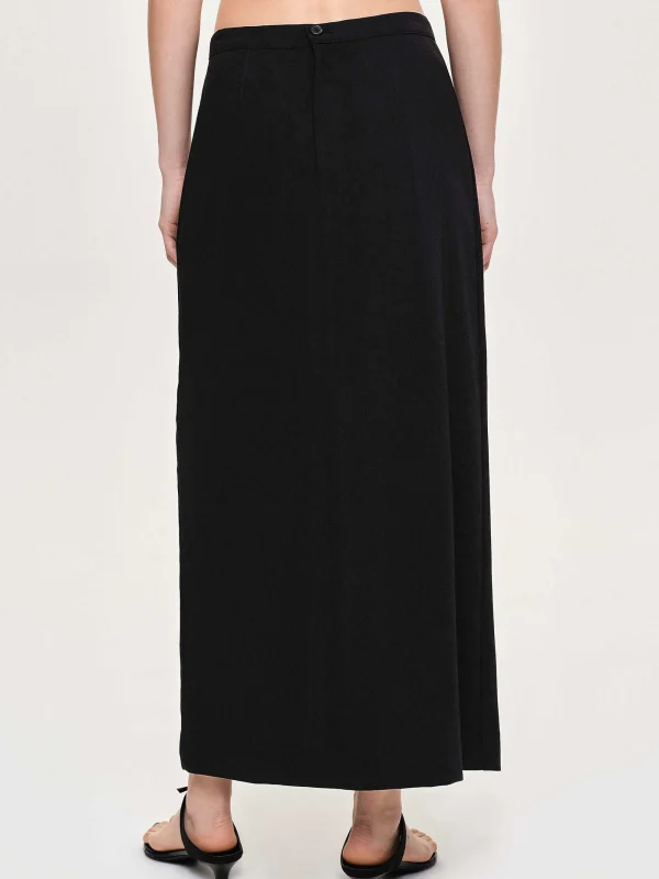 Source Unknown Clothing-Slit Maxi Skirt, Black