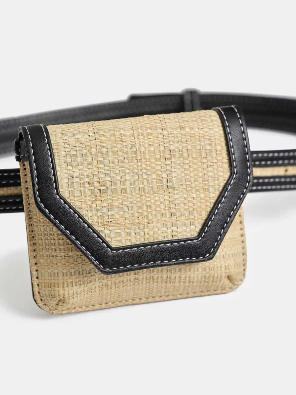 Source Unknown Clothing-Small Raffia Belt Bag, Natural