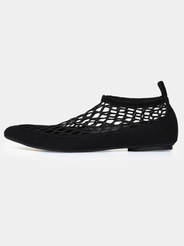 Source Unknown Shoes & Bags-Sock Flat Mesh Ballerina, Black