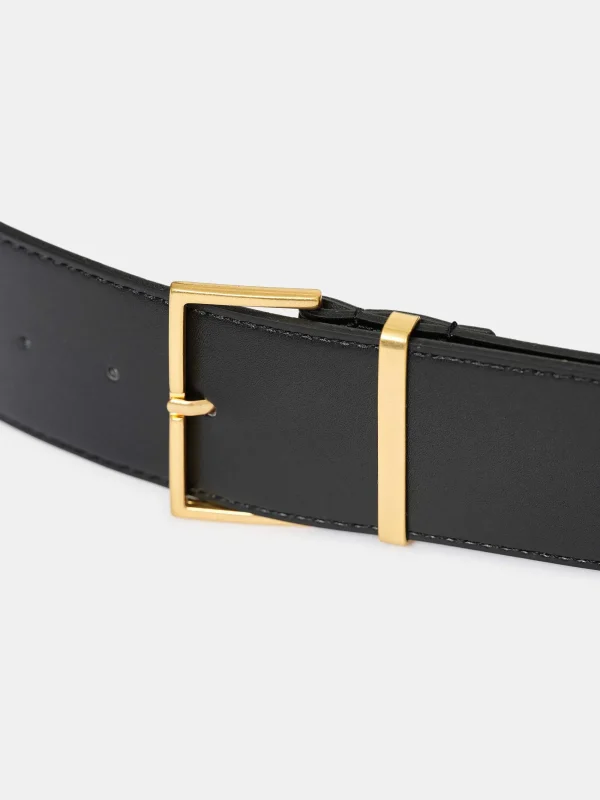 Source Unknown Clothing-Square Buckle Belt, Black