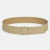 Source Unknown Clothing-Square Buckle Suede Belt, Nougat