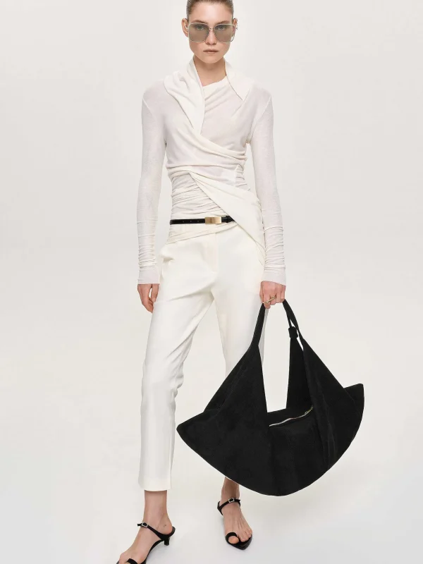 Source Unknown Clothing-Straight Crop Cigarette Trousers, Ivory