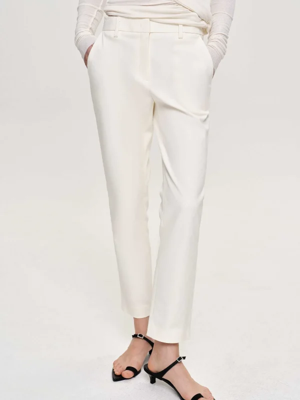 Source Unknown Clothing-Straight Crop Cigarette Trousers, Ivory