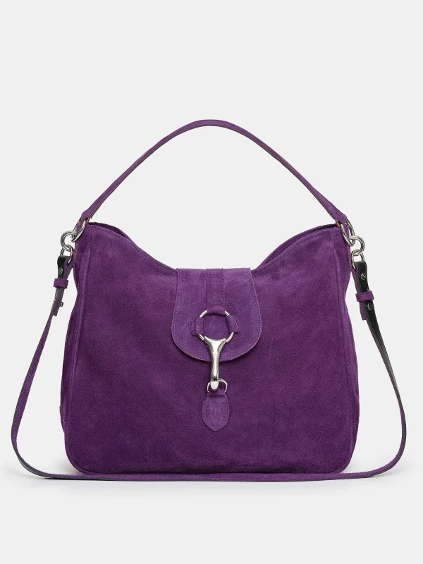 Source Unknown Clothing-Suede Hobo Bag, Plum