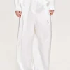 Source Unknown Clothing-Taiamo Fluid Satin Trousers, White