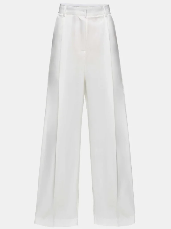 Source Unknown Clothing-Taiamo Fluid Satin Trousers, White