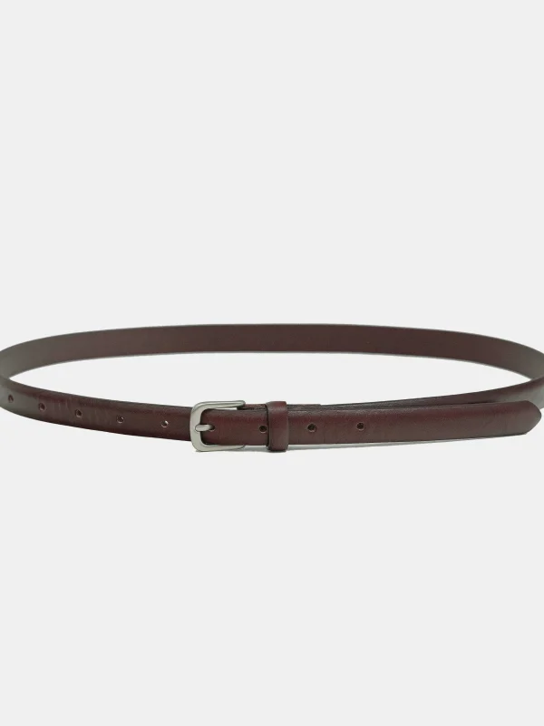 Source Unknown Accessories-Thin Leather Belt, Brown