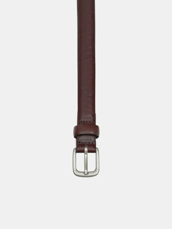 Source Unknown Accessories-Thin Leather Belt, Brown