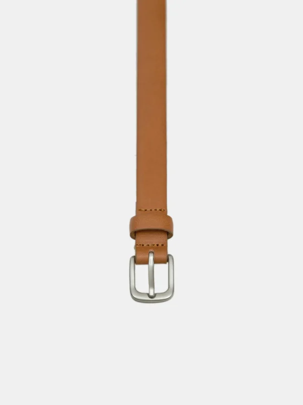 Source Unknown Accessories-Thin Leather Belt, Camel