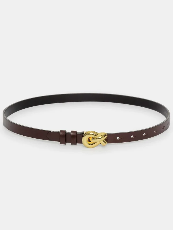 Source Unknown Clothing-Twisted Knot Buckle Belt, Brown