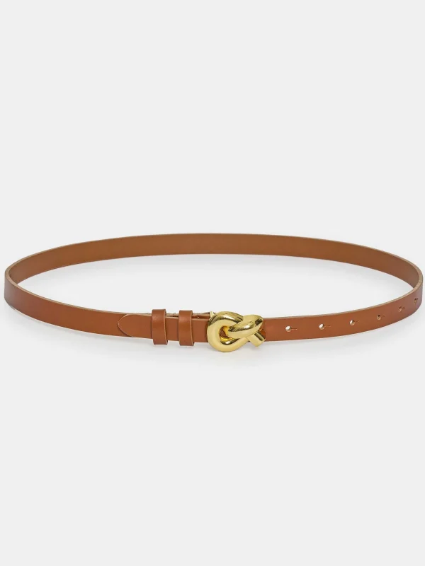 Source Unknown Clothing-Twisted Knot Buckle Belt, Camel