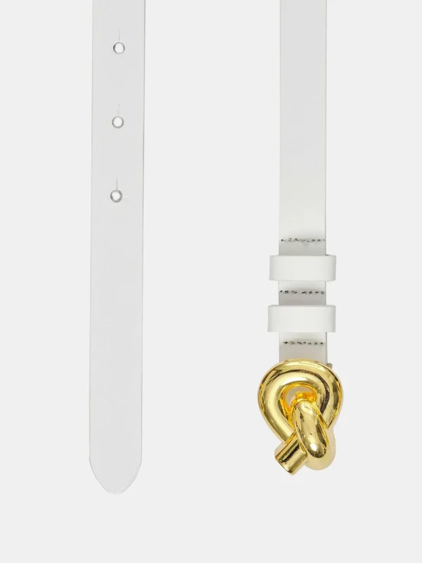 Source Unknown Accessories-Twisted Knot Buckle Belt, White