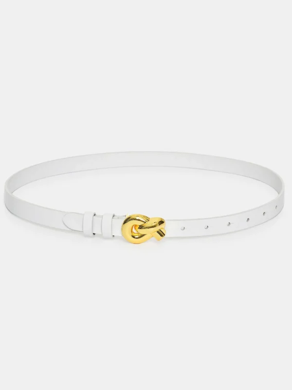 Source Unknown Clothing-Twisted Knot Buckle Belt, White