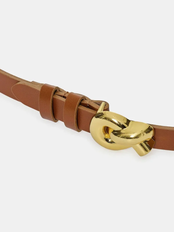 Source Unknown Clothing-Twisted Knot Buckle Belt, Camel