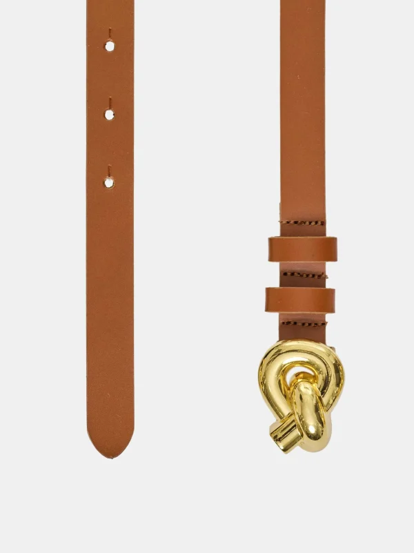 Source Unknown Accessories-Twisted Knot Buckle Belt, Camel