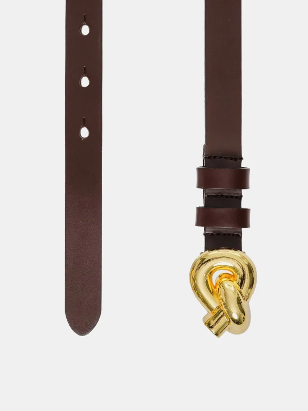 Source Unknown Clothing-Twisted Knot Buckle Belt, Brown