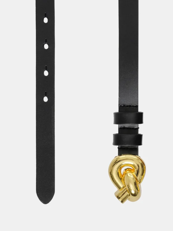 Source Unknown Clothing-Twisted Knot Buckle Belt, Black