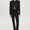 Source Unknown Clothing-Tyia Bias-Cut Slim Trousers, Black