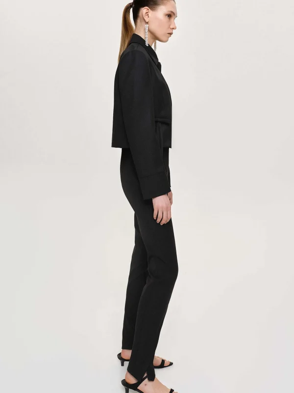 Source Unknown Bottoms-Tyia Bias-Cut Slim Trousers, Black