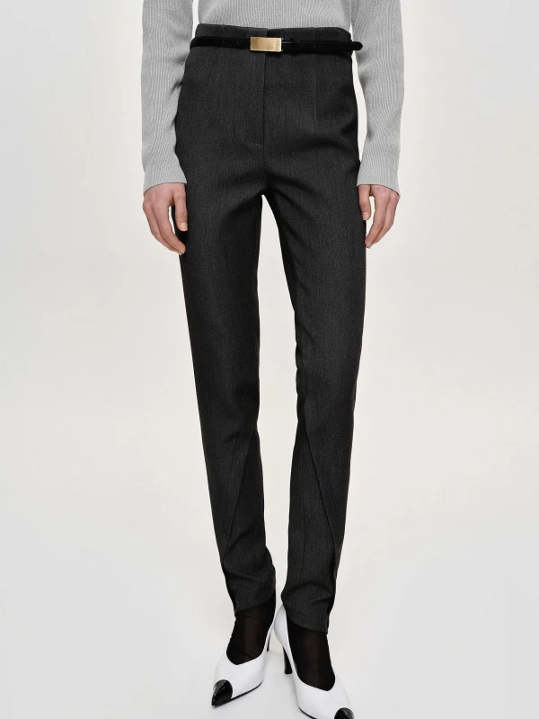 Source Unknown Clothing-Tyia Bias-Cut Slim Trousers, Dark Charcoal