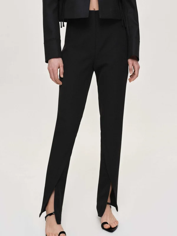 Source Unknown Clothing-Tyia Bias-Cut Slim Trousers, Black