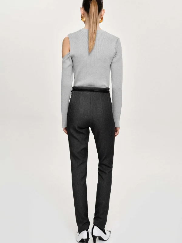 Source Unknown Clothing-Tyia Bias-Cut Slim Trousers, Dark Charcoal