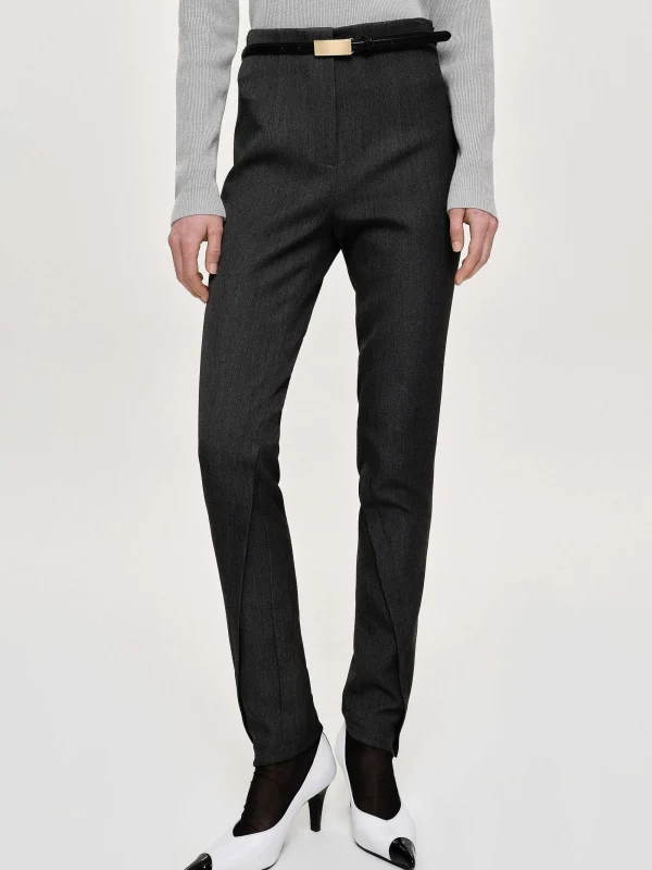 Source Unknown Clothing-Tyia Bias-Cut Slim Trousers, Dark Charcoal