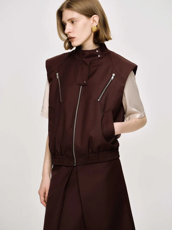 Source Unknown Accessories-Versatile Zip Vest, Black Cherry