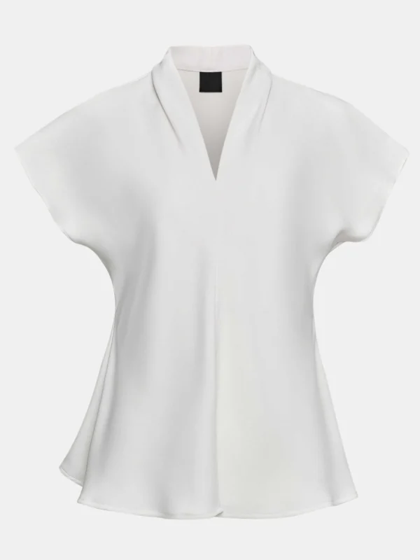 Source Unknown Clothing-V-Neck Crepe Blouse, White