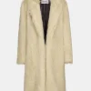 Source Unknown Clothing-Wallis Fur Oversized Grandpa Coat, Tuscan Cream