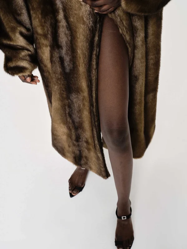 Source Unknown Outerwear-Wallis Fur Oversized Grandpa Coat, Espresso