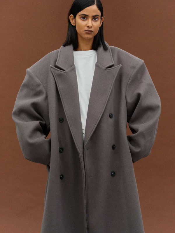 Source Unknown Outerwear-Wallis Oversized Grandpa Coat, Grey