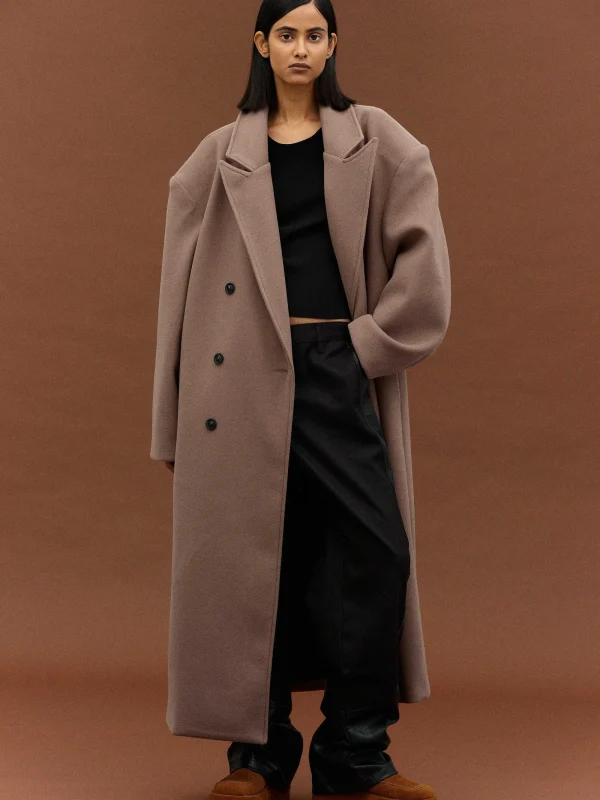 Source Unknown Outerwear-Wallis Oversized Grandpa Coat, Latte