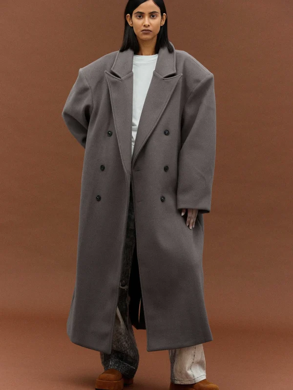 Source Unknown Clothing-Wallis Oversized Grandpa Coat, Grey