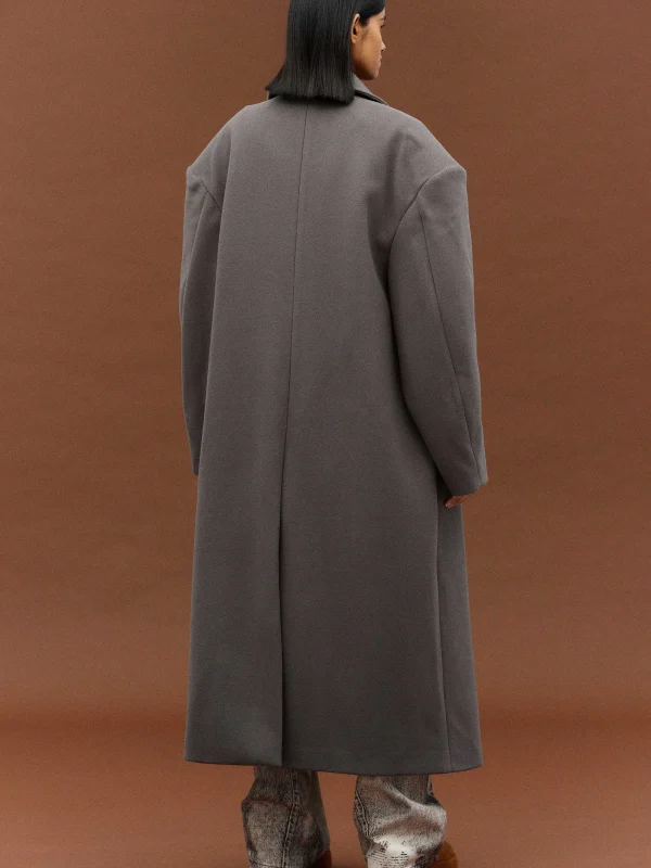 Source Unknown Clothing-Wallis Oversized Grandpa Coat, Grey