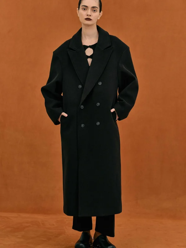 Source Unknown Clothing-Wallis Oversized Grandpa Coat, Black