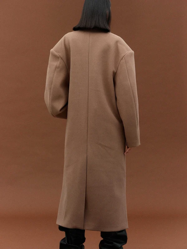 Source Unknown Clothing-Wallis Oversized Grandpa Coat, Latte