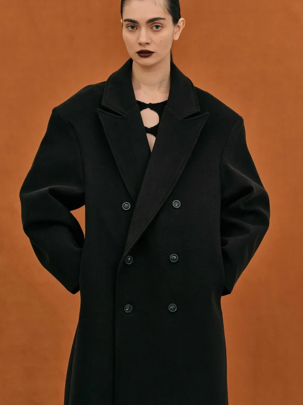 Source Unknown Clothing-Wallis Oversized Grandpa Coat, Black