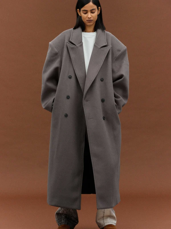 Source Unknown Clothing-Wallis Oversized Grandpa Coat, Grey