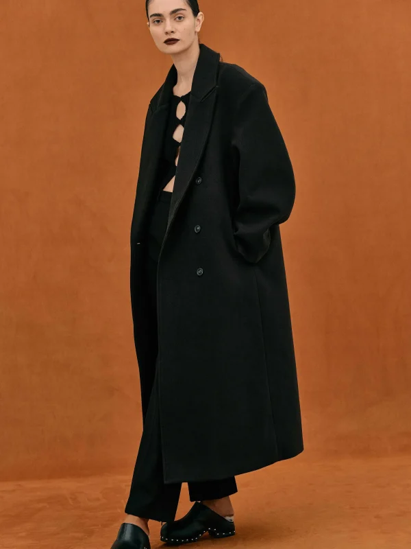 Source Unknown Clothing-Wallis Oversized Grandpa Coat, Black