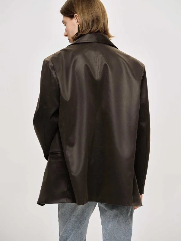 Source Unknown Outerwear-Washed Faux Leather Jacket, American Bronze