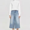 Source Unknown Clothing-Wide Cropped Jeans, Medium Blue