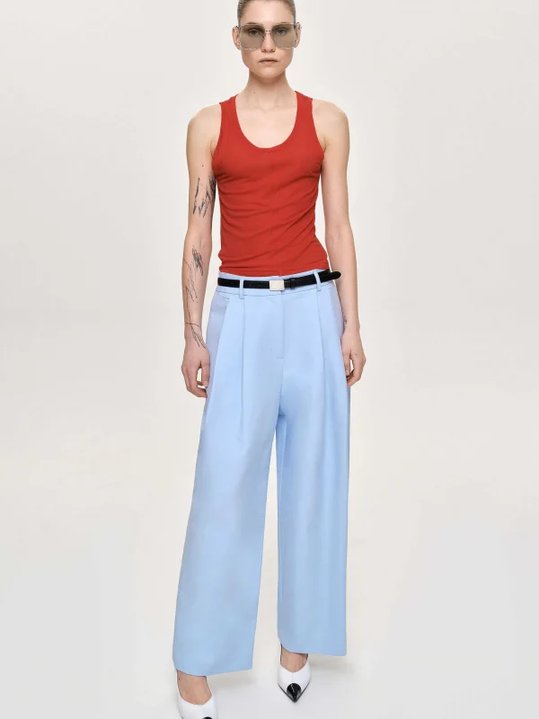 Source Unknown Bottoms-Wide-Leg Pintuck Trousers, Ice Blue