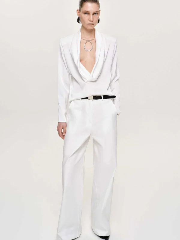 Source Unknown Clothing-Wide-Leg Poplin Pants, White