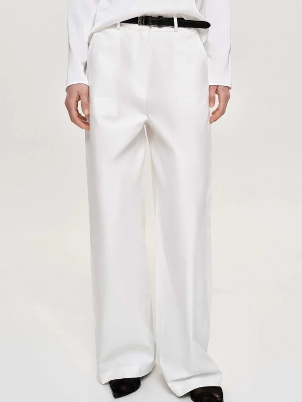 Source Unknown Clothing-Wide-Leg Poplin Pants, White