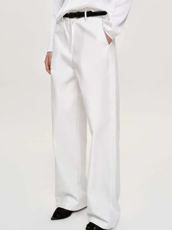 Source Unknown Clothing-Wide-Leg Poplin Pants, White