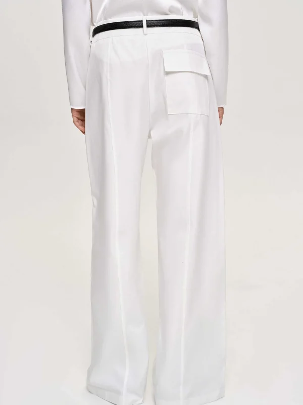 Source Unknown Clothing-Wide-Leg Poplin Pants, White